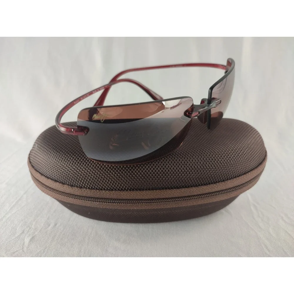Maui Jim Splash MJ-577 Rimless Polarized Sunglasses Red Bronze Lens Japan + Case